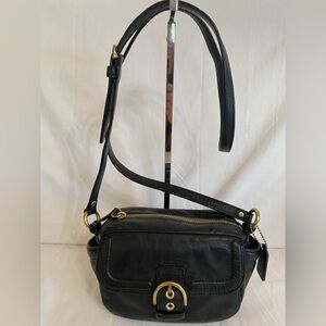 Coach Vintage Campbell Camera Crossbody Bag F25150,Black Leather Mini,Brass Tone
